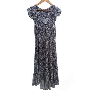 Lucky Brand Navy Blue The Felice Floral High Low Rayon Maxi/Midi Dress